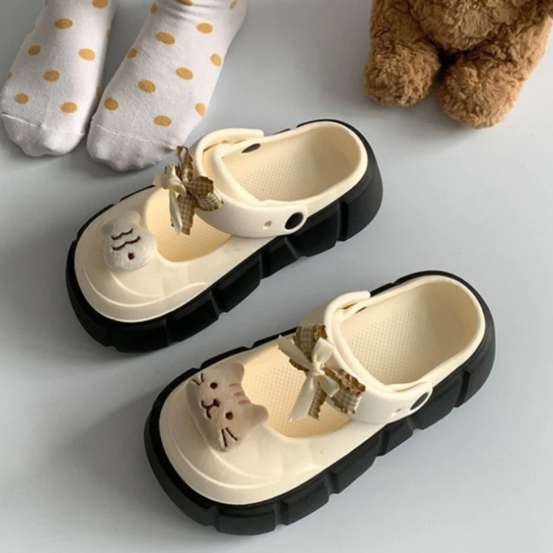 Street Fashion Korean - Sepatu Clog Kucing Lucu DIY Baru