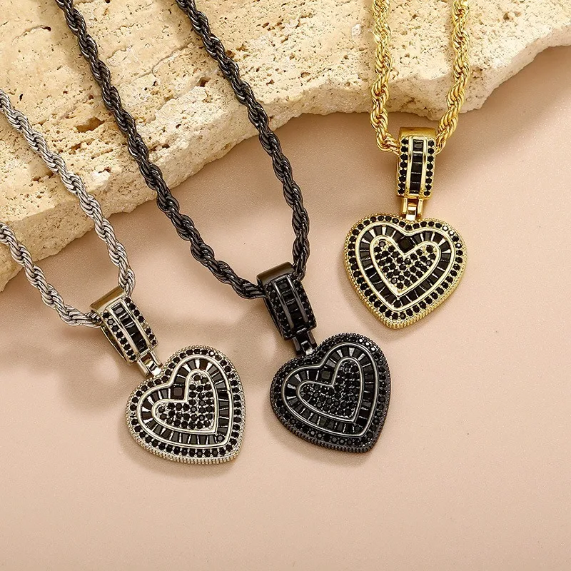 Fashion Street Singapore - Kalung Liontin Bentuk Hati Berhias Batu