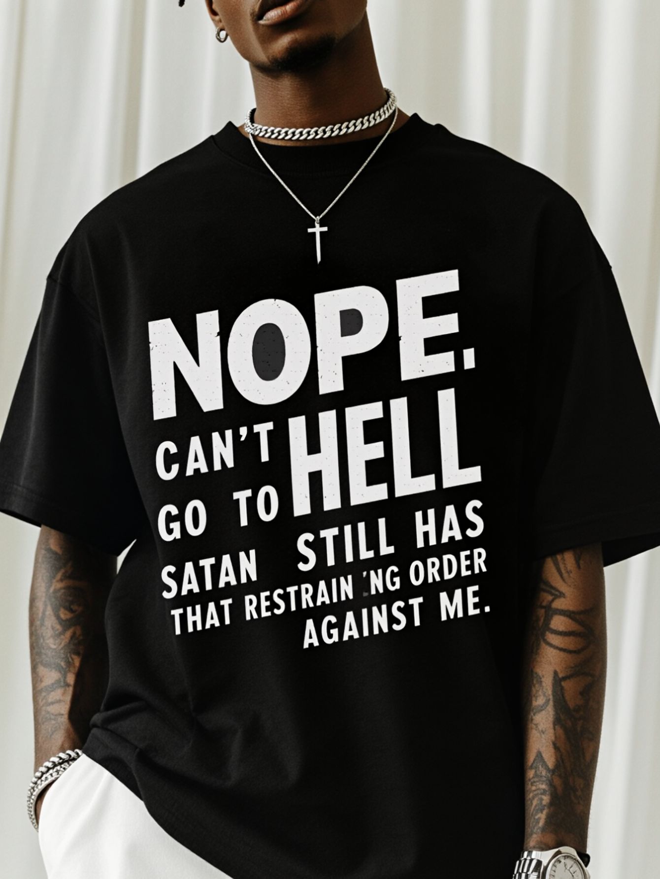 Street Style Fashion Quotes - Kaos Pria dengan Cetakan 'NOPE NOT