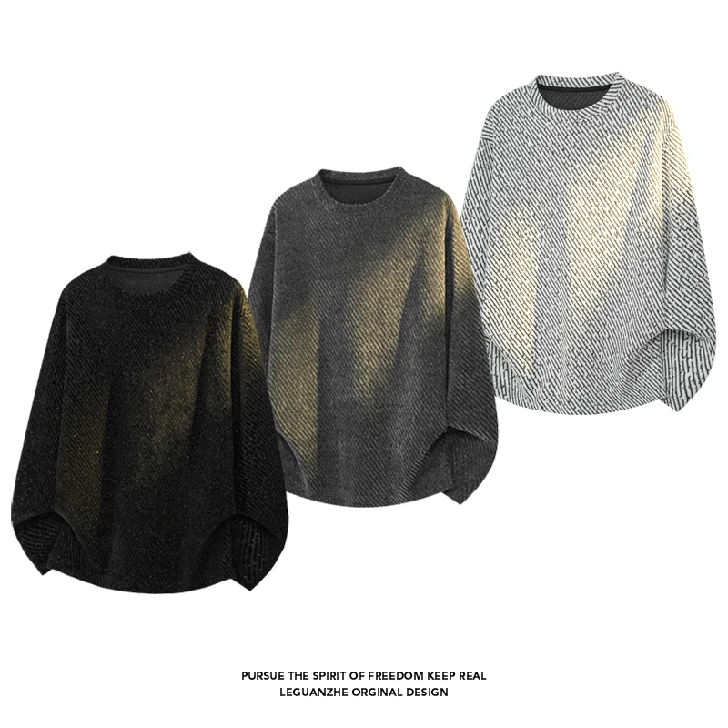 Street Fashion Guys - Kaos Pria Lengan Panjang Bergaris Diagonal
