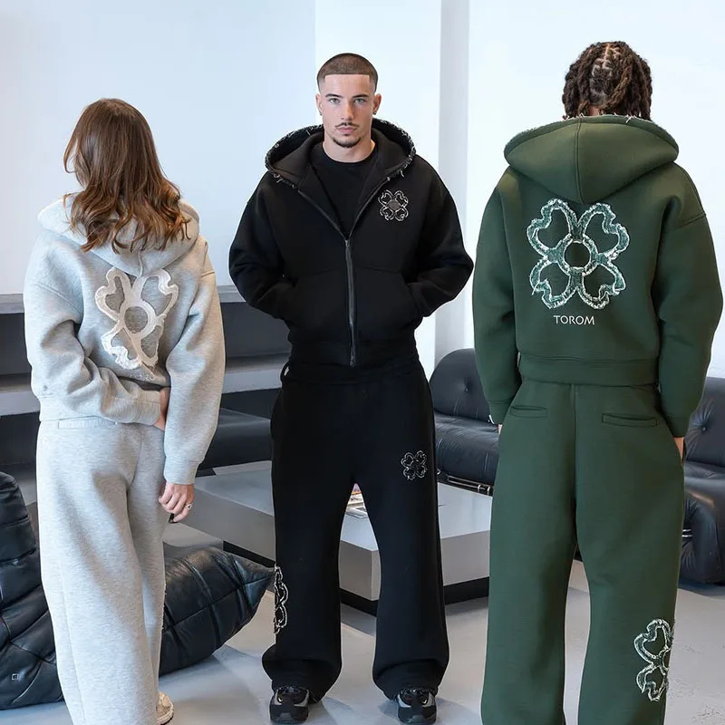 Street Fashion Guys - Setelan Hoodie Zip Up Oversize Aksen