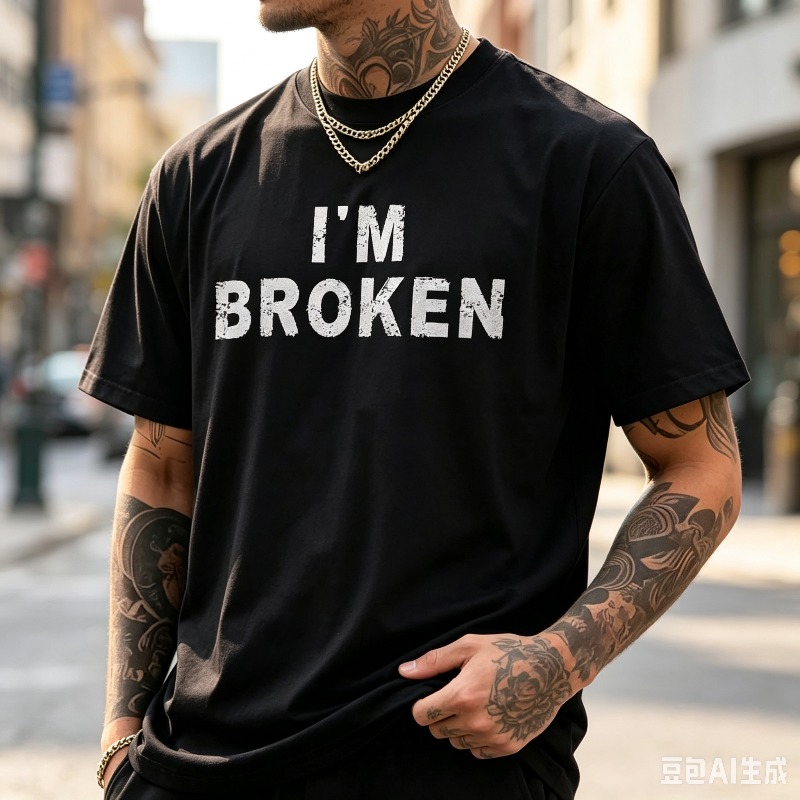 Street Style Fashion Quotes - Distressed Quote Men T-Shirt I'M BROKEN