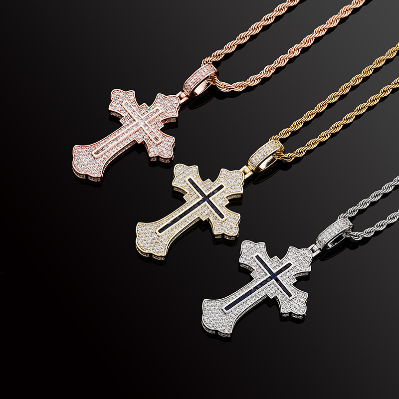 Fashion Street Singapore - Kalung Liontin Salib 3 Warna Emas
