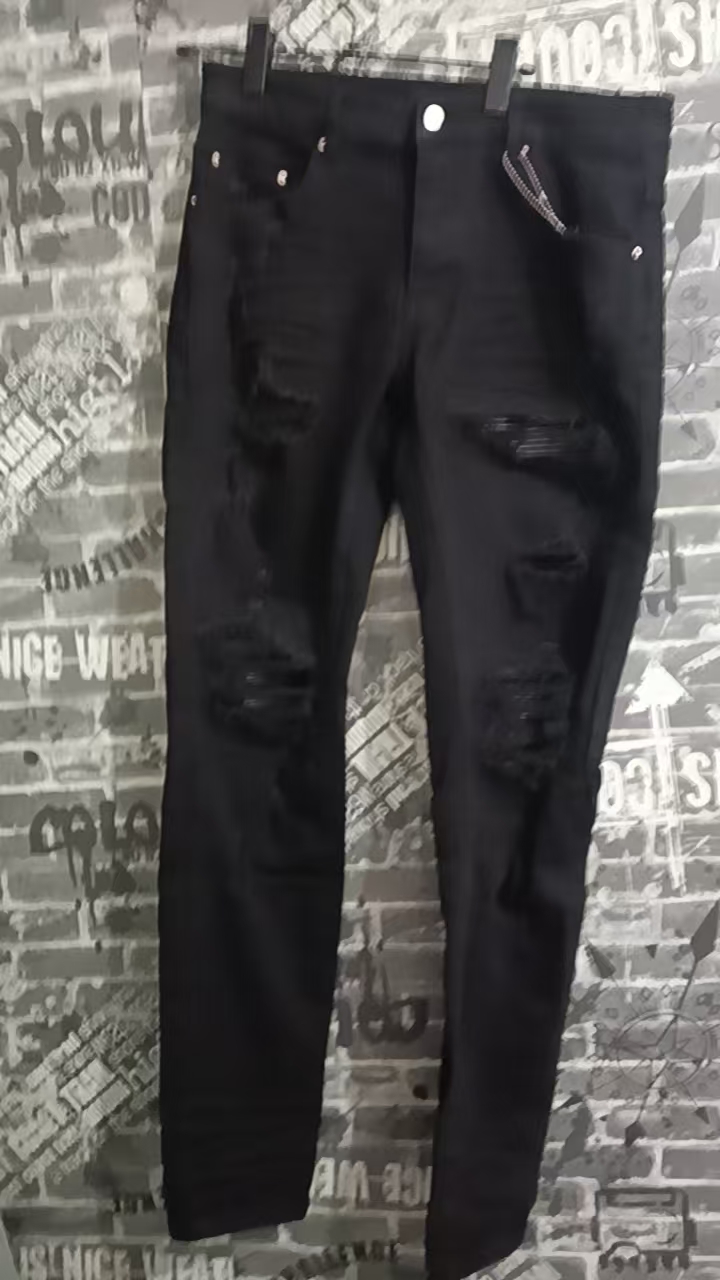 Street Fashion Brands - Celana Jeans Hitam Pria Gaya Jalanan