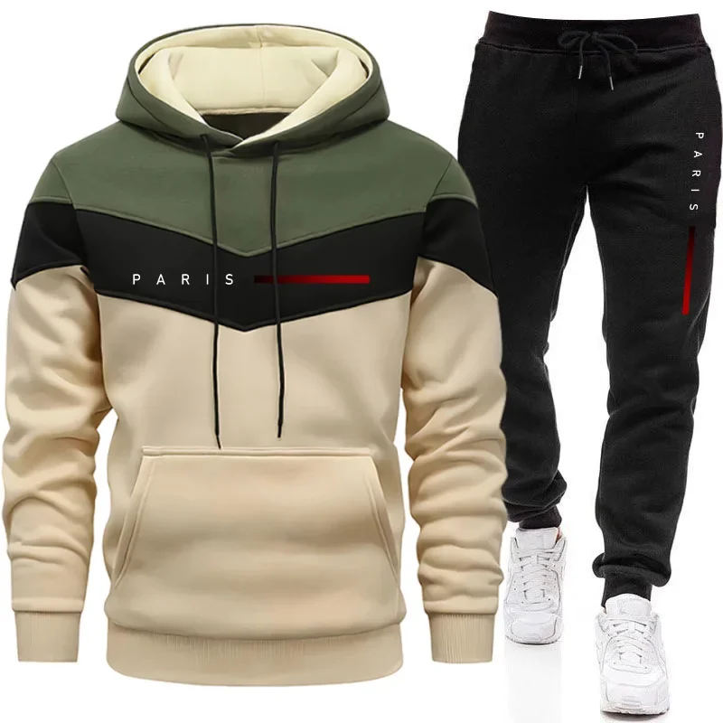 Street Fashion Guys - Setelan Hoodie Pria Paris Fashion untuk