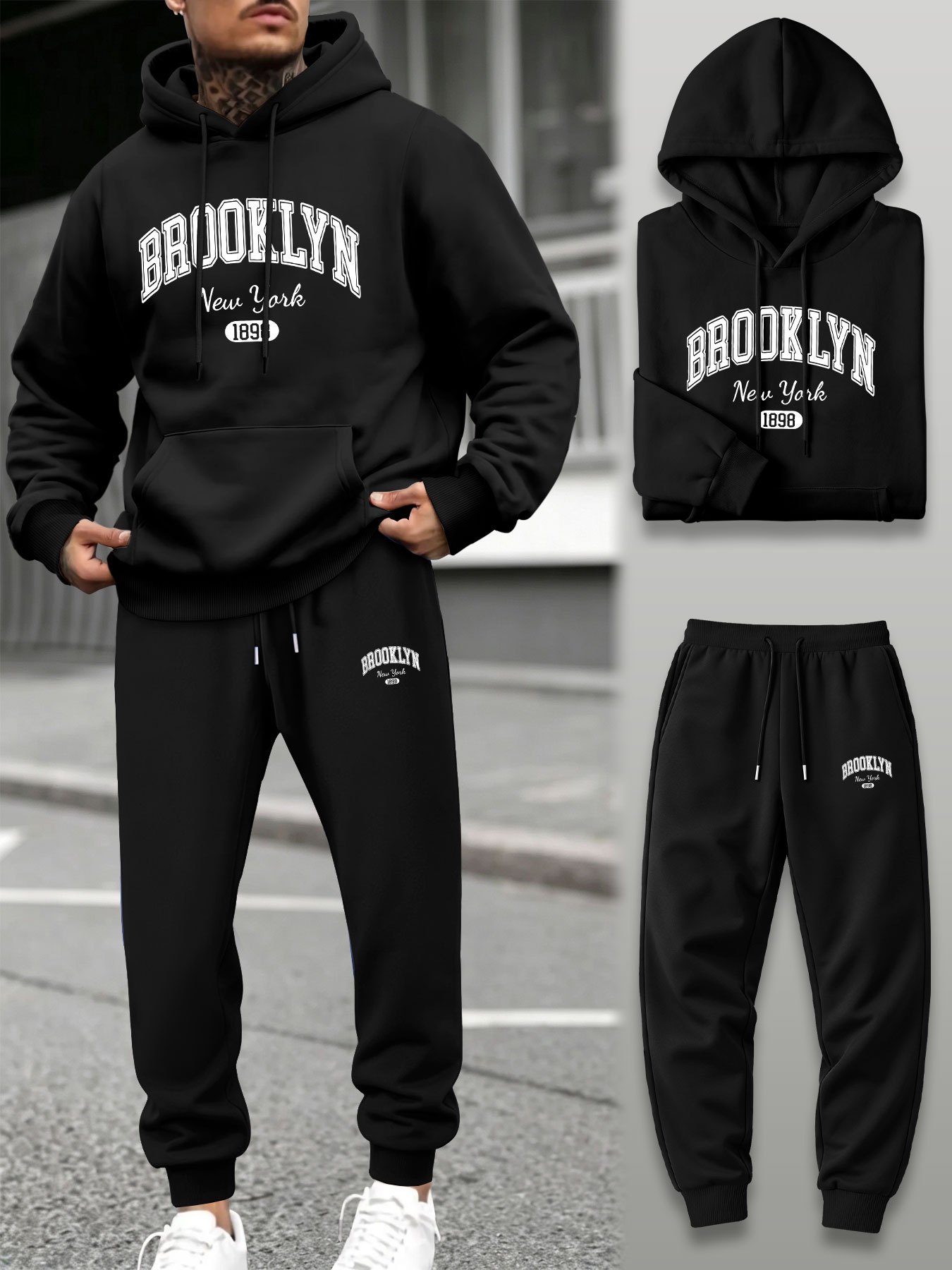 Street Fashion Guys - Setelan Olahraga Pria 2 Potong, Hoodie