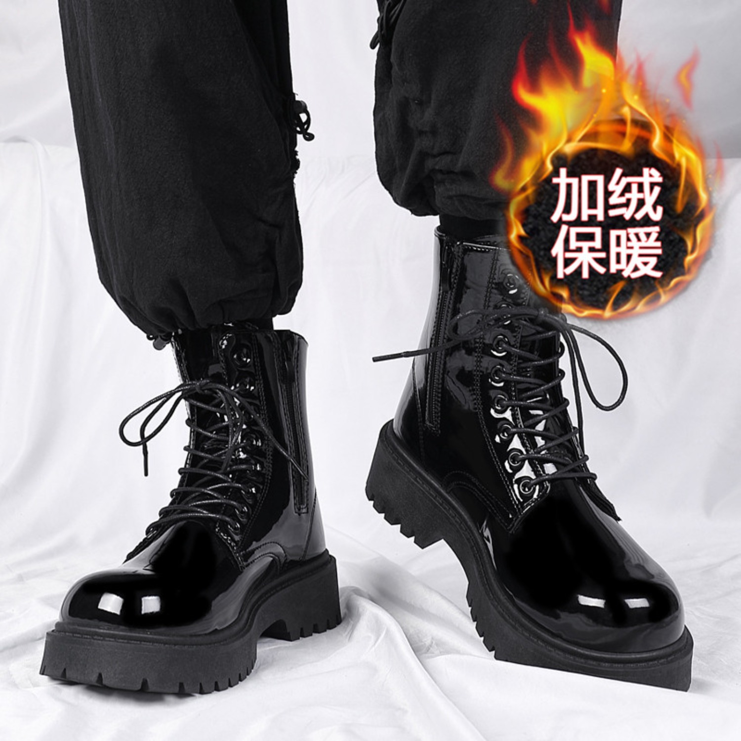 Sepatu bot pria berbulu hangat - Street Fashion Plus Size ulasan dan harga
