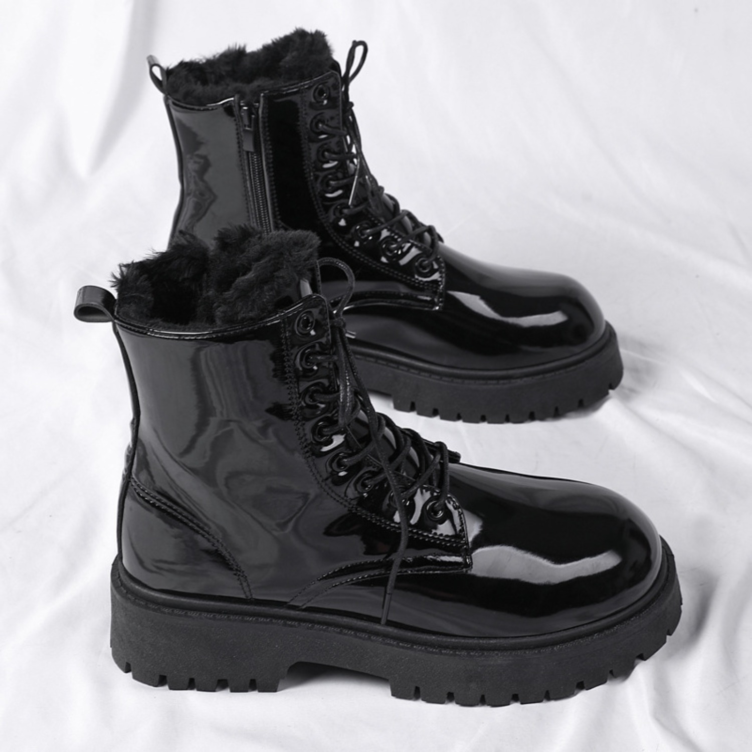 Sepatu bot pria berbulu hangat - Street Fashion Plus Size ulasan dan harga