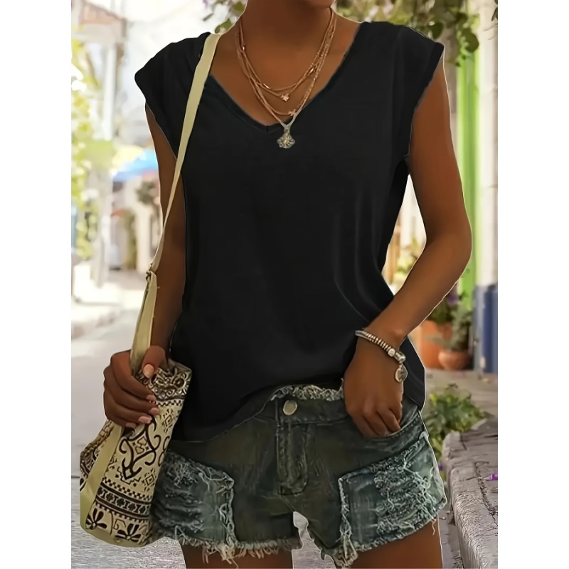 Kaus Tanpa Lengan Kerah V Modi - Street Fashion Plus Size ulasan dan harga