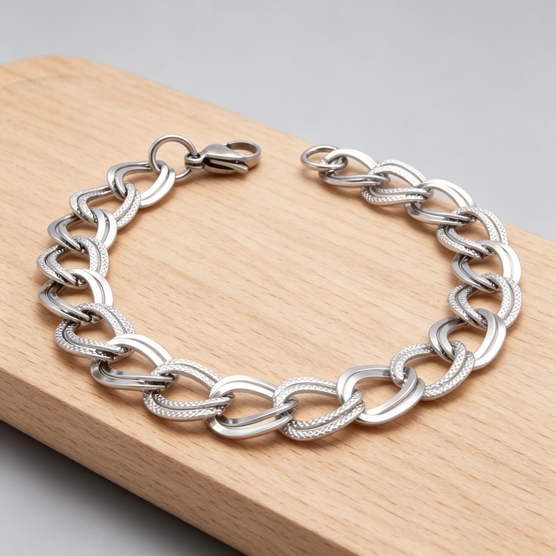 Gelang Baja Tahan Karat Gaya M - Fashion Street Singapore ulasan dan harga
