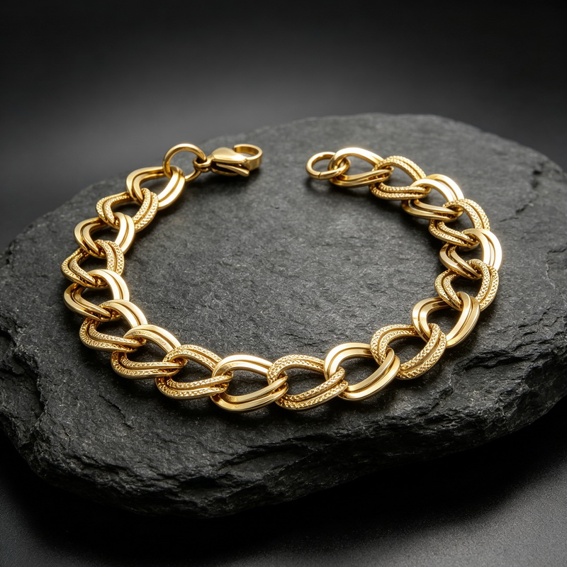 Gelang Baja Tahan Karat Gaya M - Fashion Street Singapore ulasan dan harga