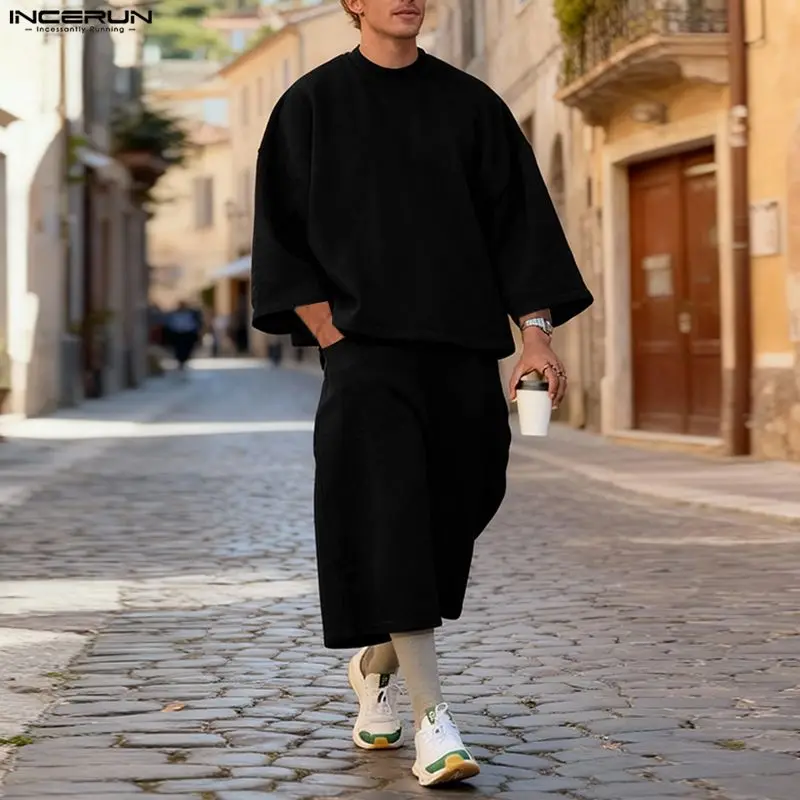 INCERUN Setelan Pria Warna Sol - Street Fashion Guys ulasan dan harga
