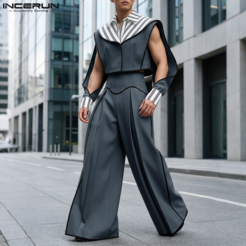 INCERUN Setelan Pria Patchwork - Street Fashion Guys ulasan dan harga