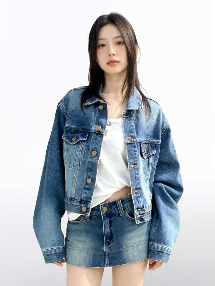 Setelan Denim 2 Potong Wanita  - Street Fashion Korean ulasan dan harga