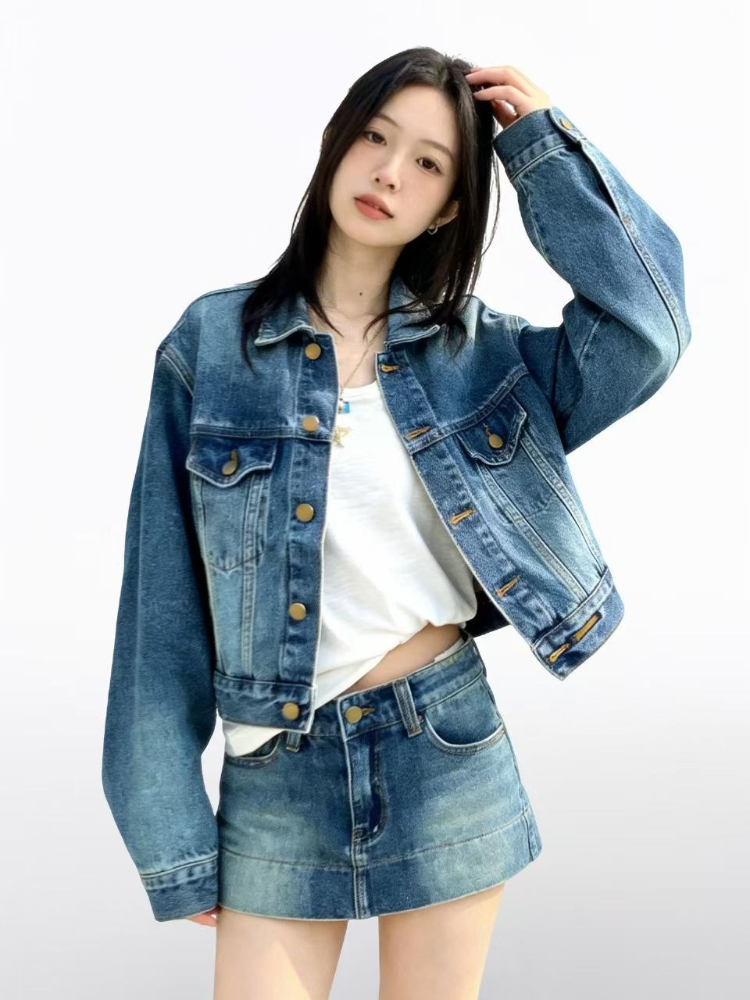 Setelan Denim 2 Potong Wanita  - Street Fashion Korean ulasan dan harga