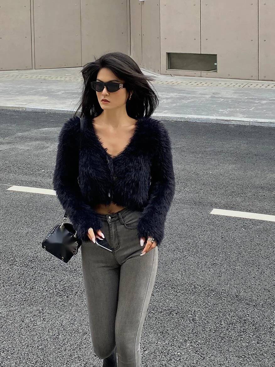 WOMENGAGA Kardigan Lembut Bulu - Street Fashion Necklace ulasan dan harga