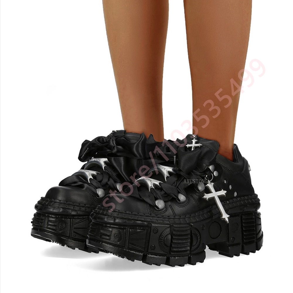 Sepatu Boots Chunky Punk Metal - Street Fashion Y2K ulasan dan harga