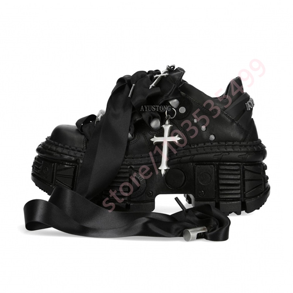 Sepatu Boots Chunky Punk Metal - Street Fashion Y2K ulasan dan harga
