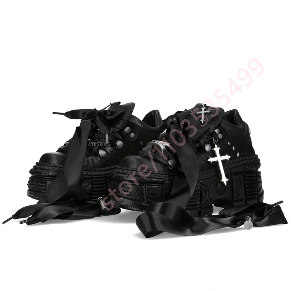 Sepatu Boots Chunky Punk Metal - Street Fashion Y2K ulasan dan harga