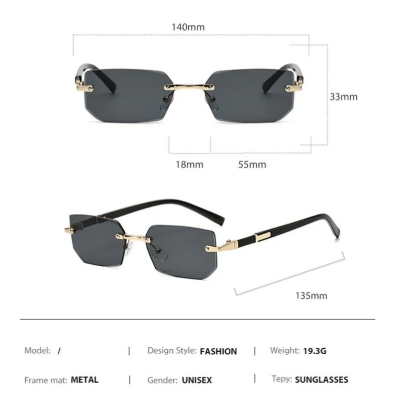 Kacamata Hitam Tanpa Bingkai M - Street Fashion Brands ulasan dan harga
